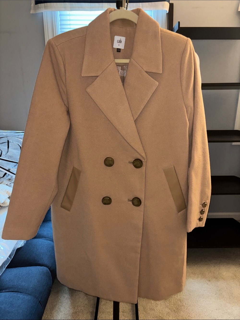 CAbi Double-Breasted Camel-Color Pea Coat
